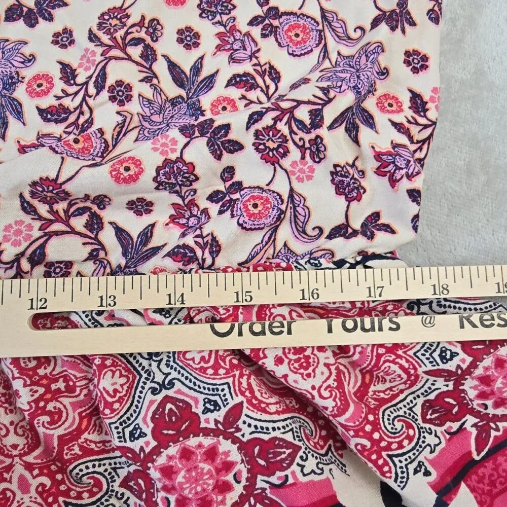 Maurices Sleeveless Blouse Womens Large Pink Purple Boho Top Summer Peplum - Picture 7 of 13